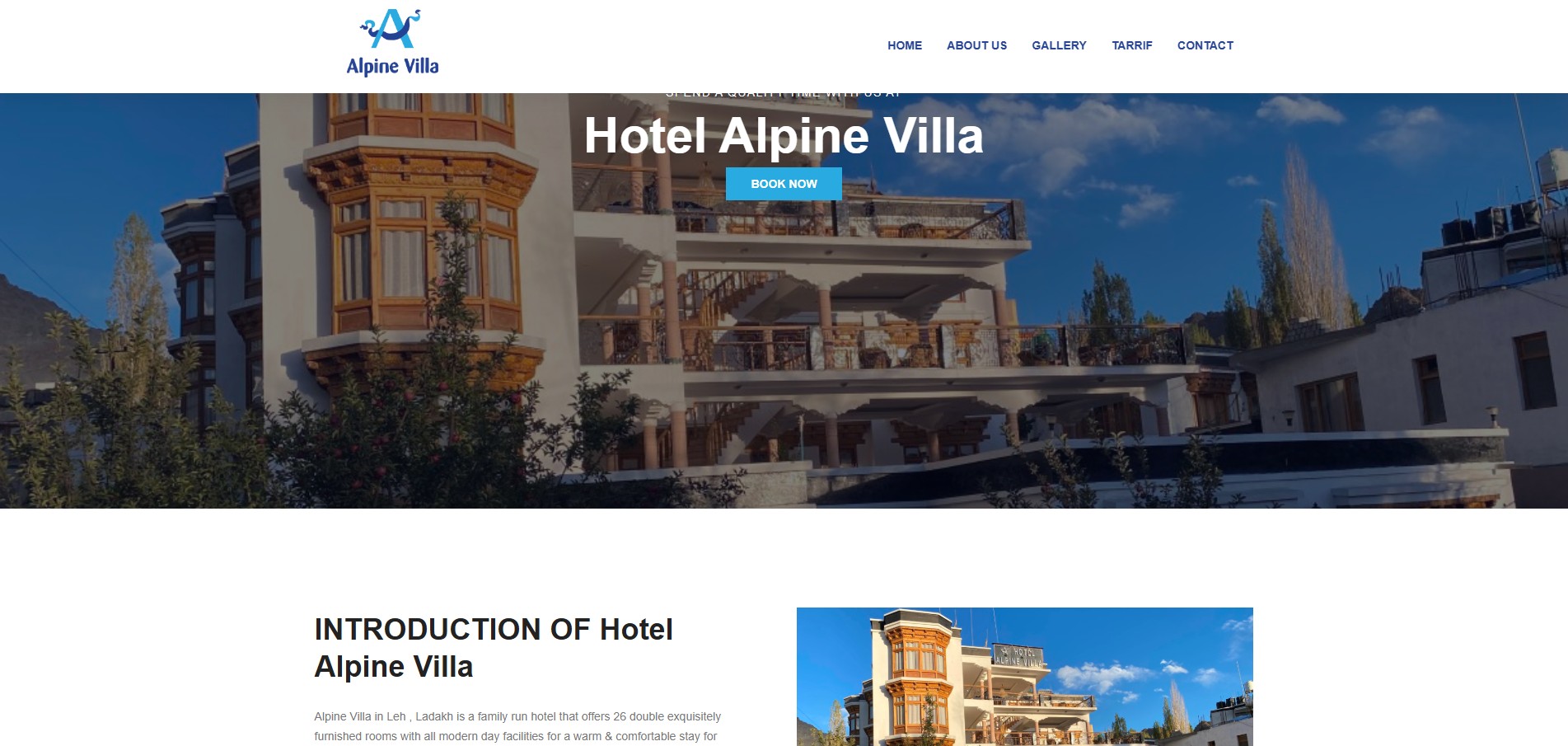 Alpine Villa - Luxury hotel website design showcasing rooms and services in Ladakh
